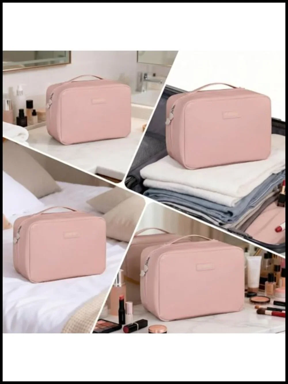 Large Capacity Travel Makeup Bag Waterproof PU Leather Cosmetic Toiletry